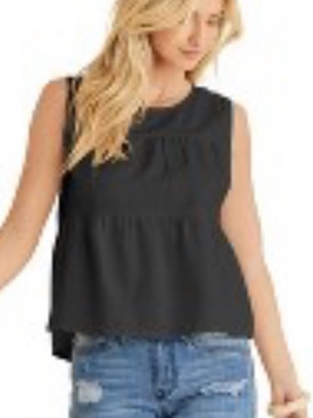 VENUS Black Sleeveless Tiered Ruffle Top